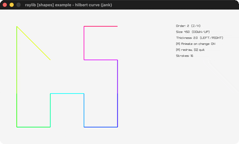 A rainbow Hilbert space-filling curve drawing itself