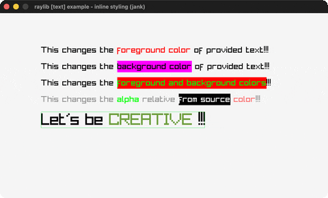 Text coloured and highlighted by inline style tags