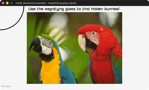 A circular magnifier revealing hidden bunnies